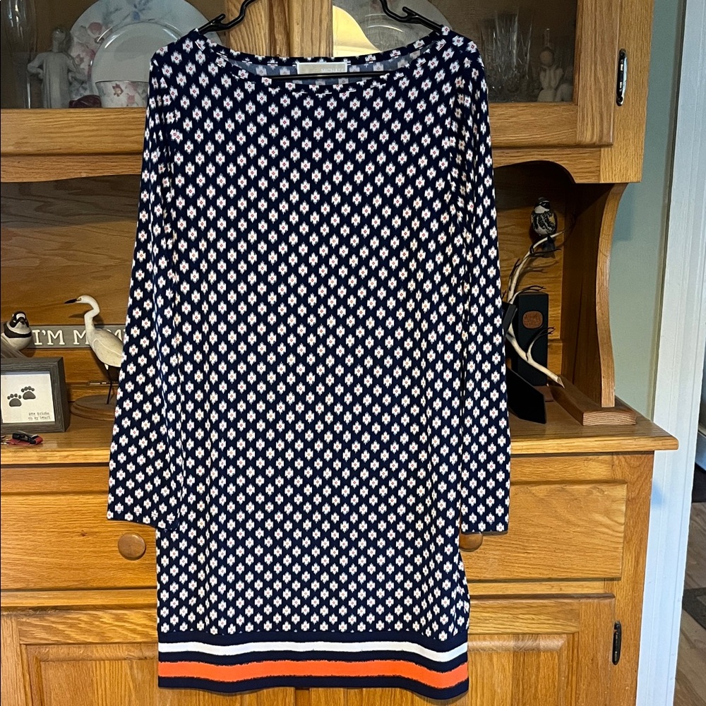 Michael Kors Navy and White Geometric Dress
